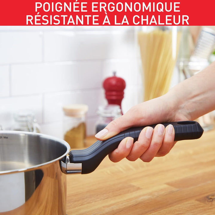 Tefal Comfort Max C9732304 Edelstahl-Kochtopf mit Glasdeckel, langlebiges Kochgeschirr für gesundes