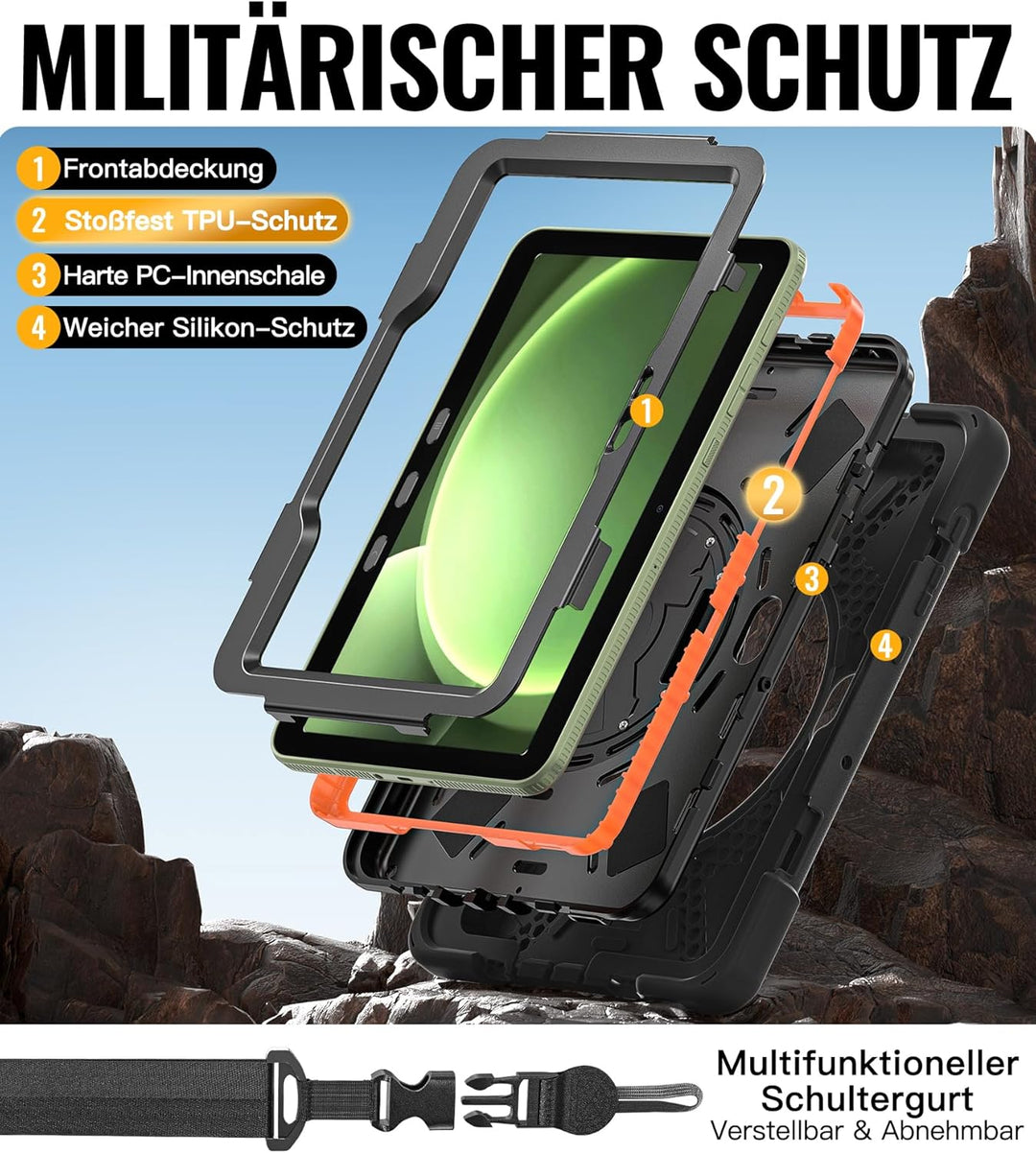 BRAECN Hülle für Samsung Galaxy Tab Active 4 Pro 2022 / Active Pro 2019 10.1 Zoll, Stossfeste Robust