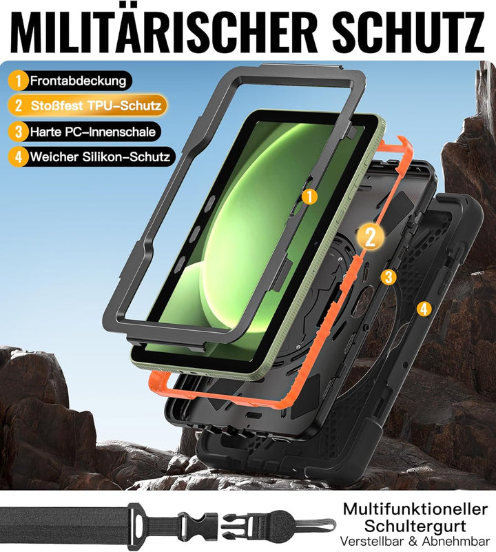 BRAECN Hülle für Samsung Galaxy Tab Active 4 Pro 2022 / Active Pro 2019 10.1 Zoll, Stossfeste Robust