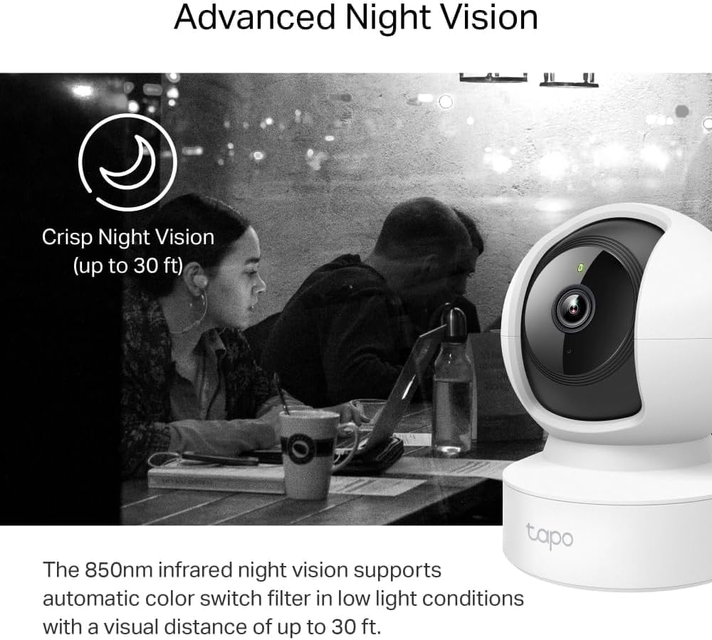 Tapo TP-Link C212 360° WLAN Überwachungskamera, Ethernet/Wi-Fi-Anschluss,2K Auflösung, Bewegungsverf