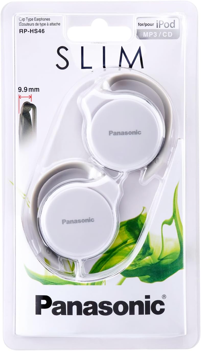 Panasonic RP-HS46-W Clip In-Ear-Kopfhörer (besonders flach, leicht und angenehm zu tragen) weiss Wei