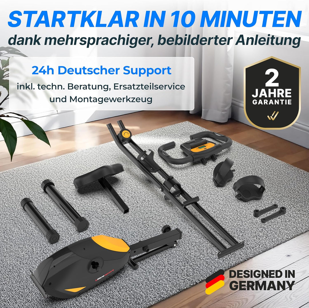 Ultrasport F-Bike Pro Heimtrainer Fahrrad Klappbar I Hometrainer Fahrrad Klappbar bis 150 KG mit Kom