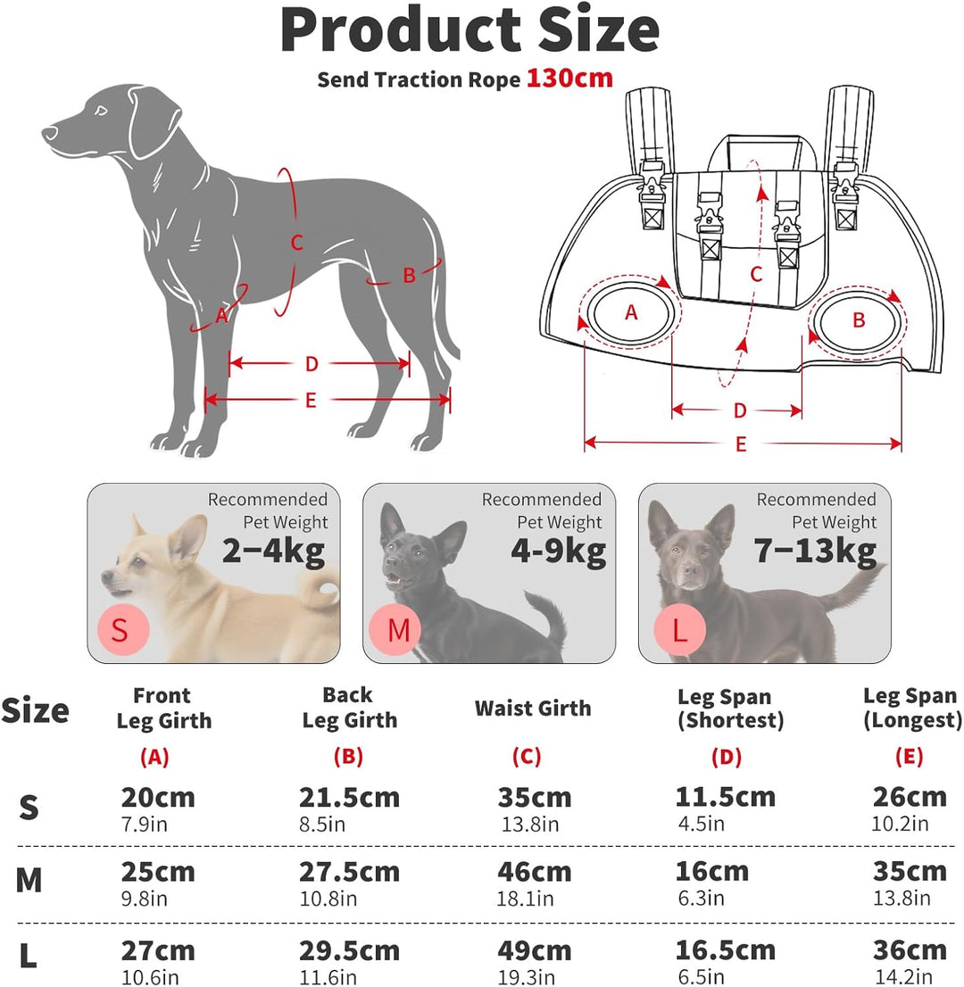 PETCUTE 4-in-1 Hunderucksack,Hundetasche für kleine Hunde,Einstellbar Hundegeschirr mit Abnehmbarem