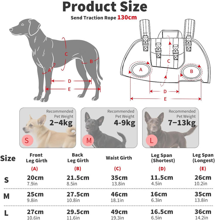 PETCUTE 4-in-1 Hunderucksack,Hundetasche für kleine Hunde,Einstellbar Hundegeschirr mit Abnehmbarem