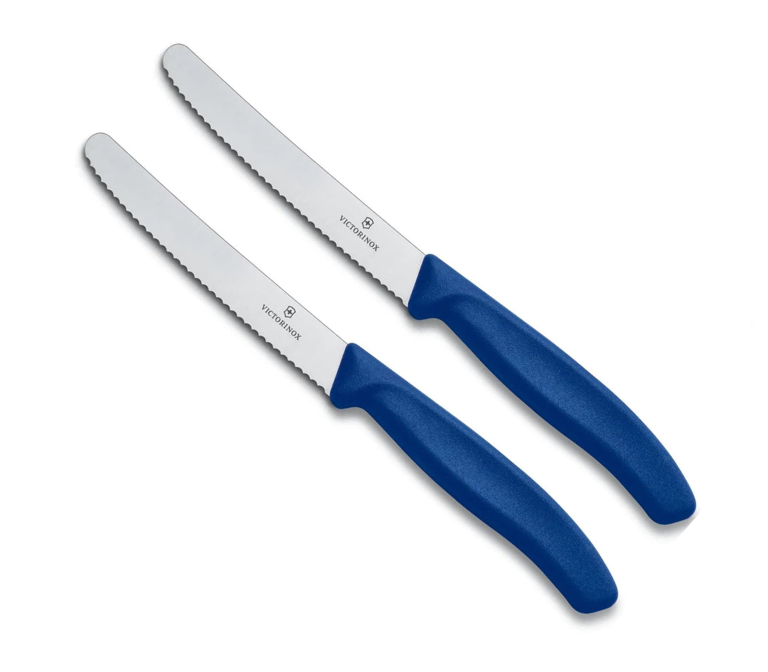 Victorinox | 2 Stück Tafelmesser Swiss Classic | Blau | Tomatenmesser mit Wellenschliff | rostfrei |