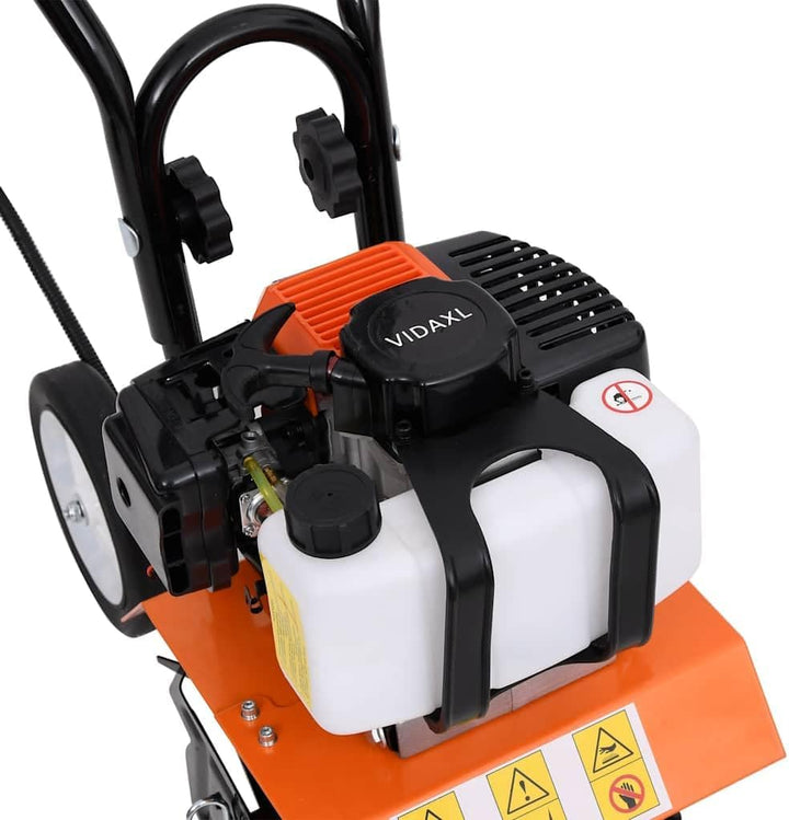 Benzinfräse 52 cc Gartenfräse Bodenbearbeitungsmaschine mit einstellbarer Arbeitstiefe und 16 Stahlk