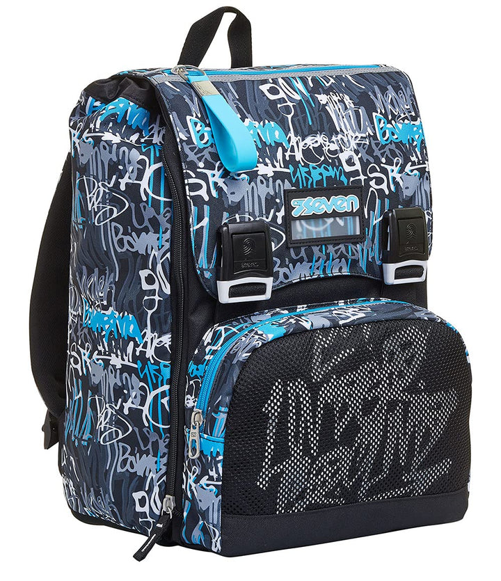 Seven Rucksack, Backpack für Schule, Uni & Freizeit, Erweiterbarer Schulranzen, Geräumige Schultasch
