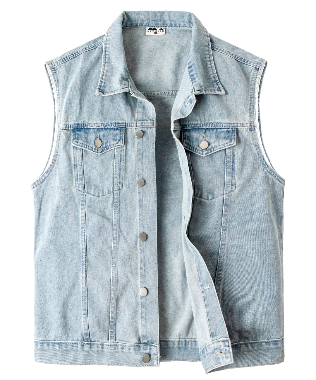 KTWOLEN Herren Denim Weste Vintage Jeans Weste Outdoor Biker Weste Freizeit Ärmellose Jacke Motorrad