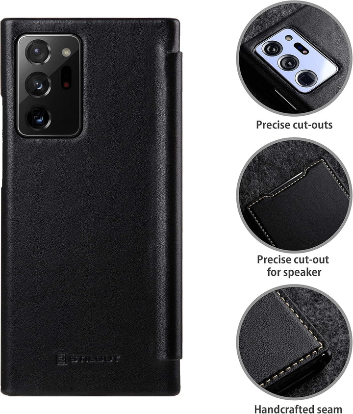 STILGUT Book Case kompatibel mit Samsung Galaxy Note 20 Ultra Hülle aus Leder zum Klappen, Klapphüll