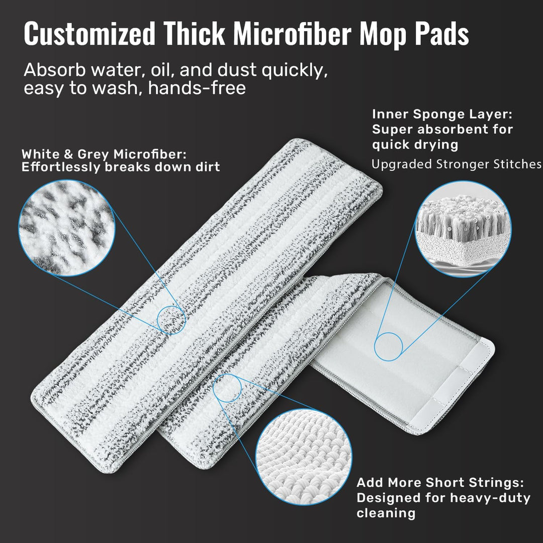 Mopp-Und Eimer-Set, Flachmopp-System Mit Getrenntem Schmutz- Und Reinigungswasser, 3-Kammer Wischmop