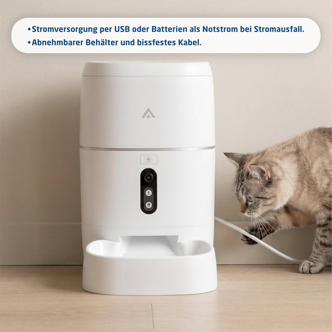 Automatischer Futterspender - 6 Liter - 3MP Kamera, WiFi und App - Futterprogrammierung, bidirektion