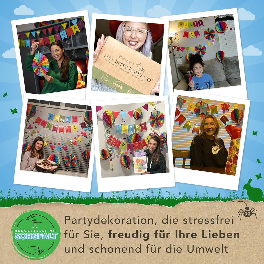 Premium Wiederverwendbare Geburtstagsdeko - Regenbogen Deko Geburtstag / Party Deko - Happy Birthday