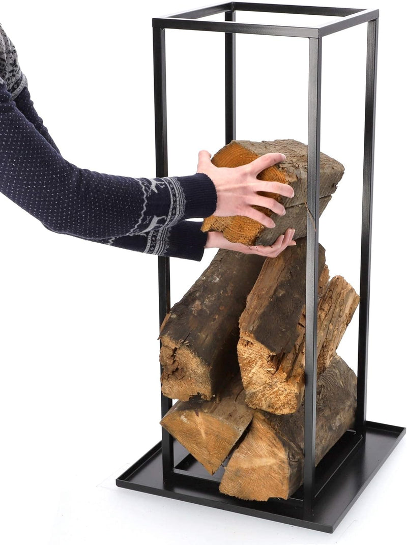 KADAX Kaminholzregal aus Stahl, rechteckiger Kaminholzständer, Holzscheite Stapelhilfe, ergonomische