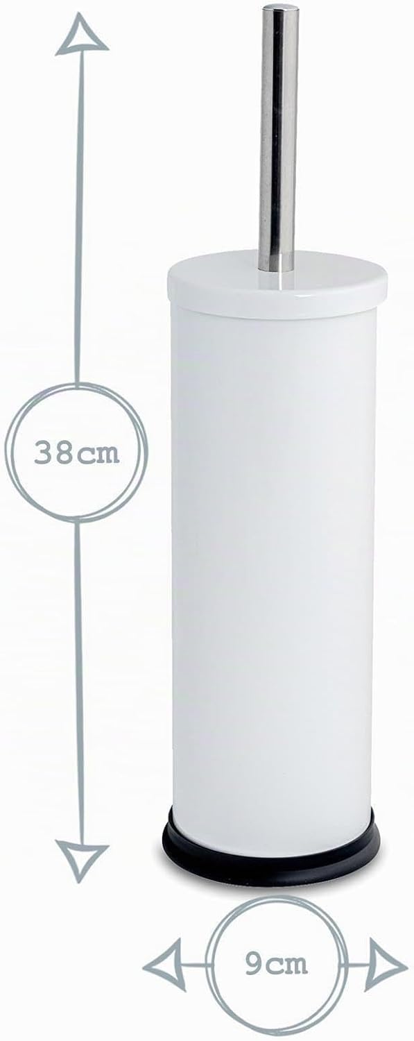 Rink Drink Badezimmer-Set - Eckiger Mülleimer mit Pedal &amp; Toilettenbürste - Weiss - 3 l, Weiss