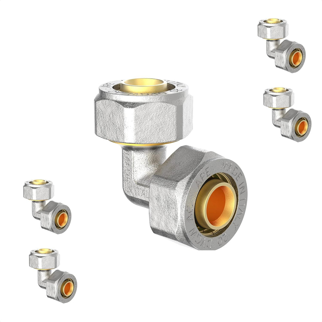 KIRCHHOFF | MSVR Rohr | 5er Set | Klemmringverschraubung 20 mm | Aluverbundrohr | für Heizung | Fuss