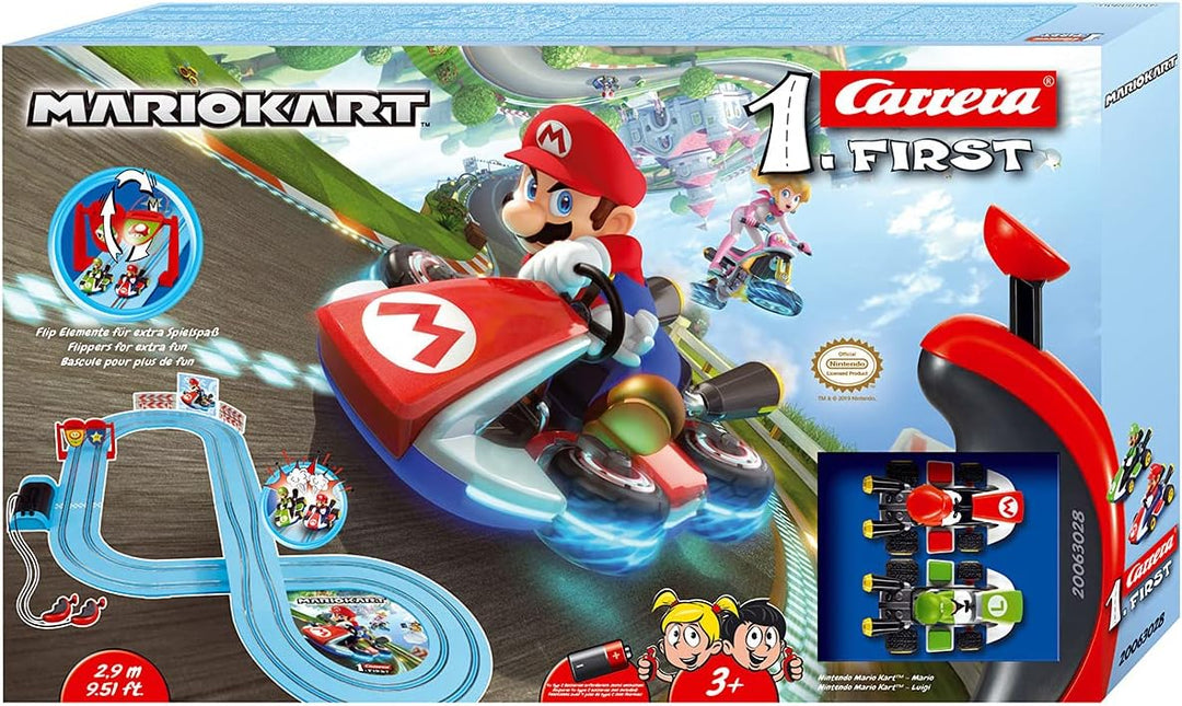 Carrera First Mario Kart™ Rennbahn | Super Mario™ vs. Luigi | Flip-Elemente | 2,9m Rennbahn | ab 3 J