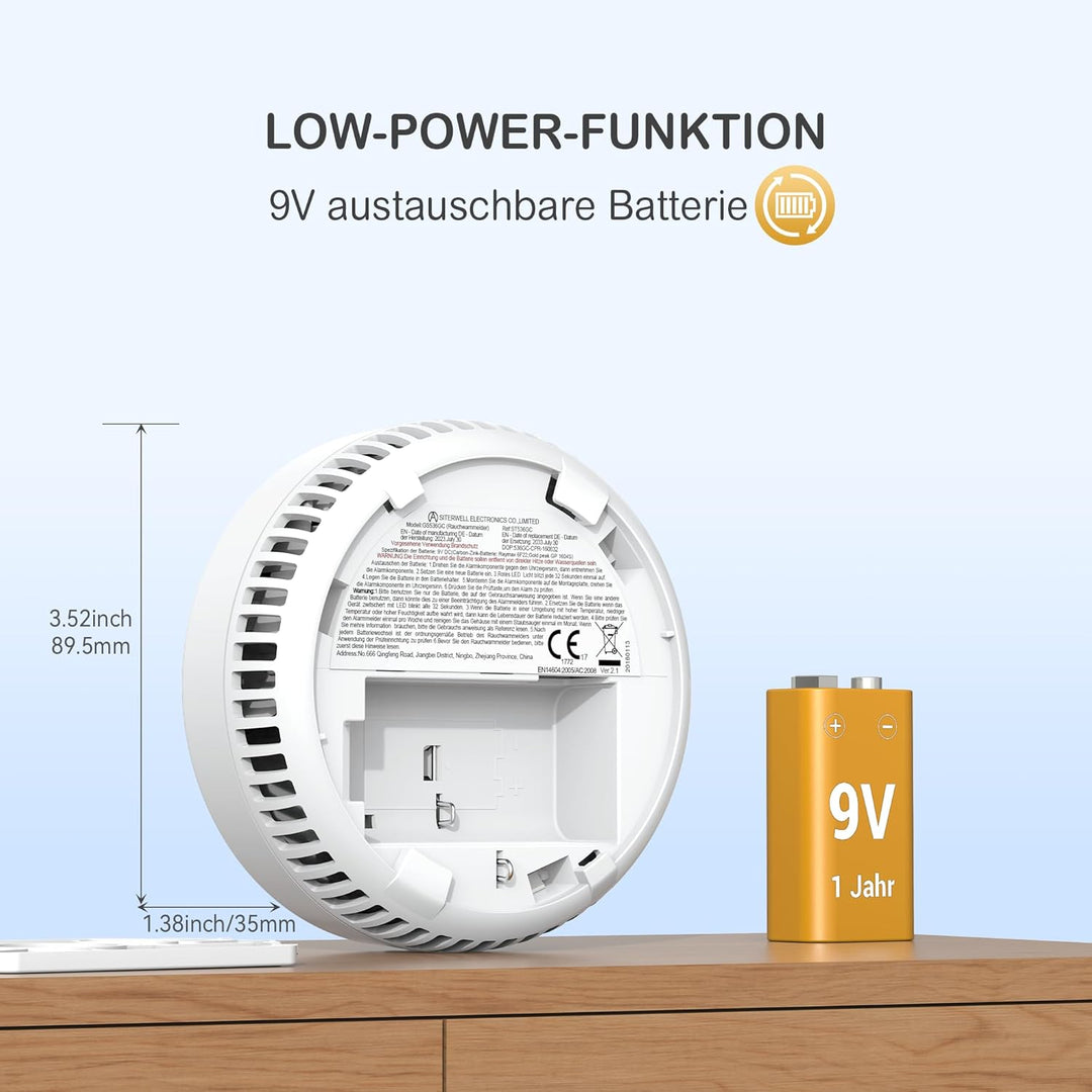 Rauchmelder Batterie Austauschbar 10 Jahre Rauch Sensor Rauchwarnmelder Set mit Magnethalterung DIN