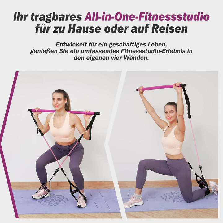 ALongSong Pilates Bar Set mit Widerstandsbänder Krafttraining 180LBS/140LBS/240LBS/360LBS Resistance