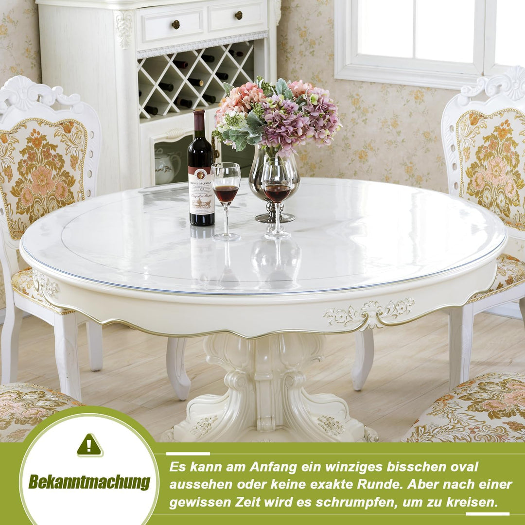 OstepDecor Tischfolie Rund 80cm, Runde Tischdecke Tischschutz transparent, Wasserdicht PVC Tischschu