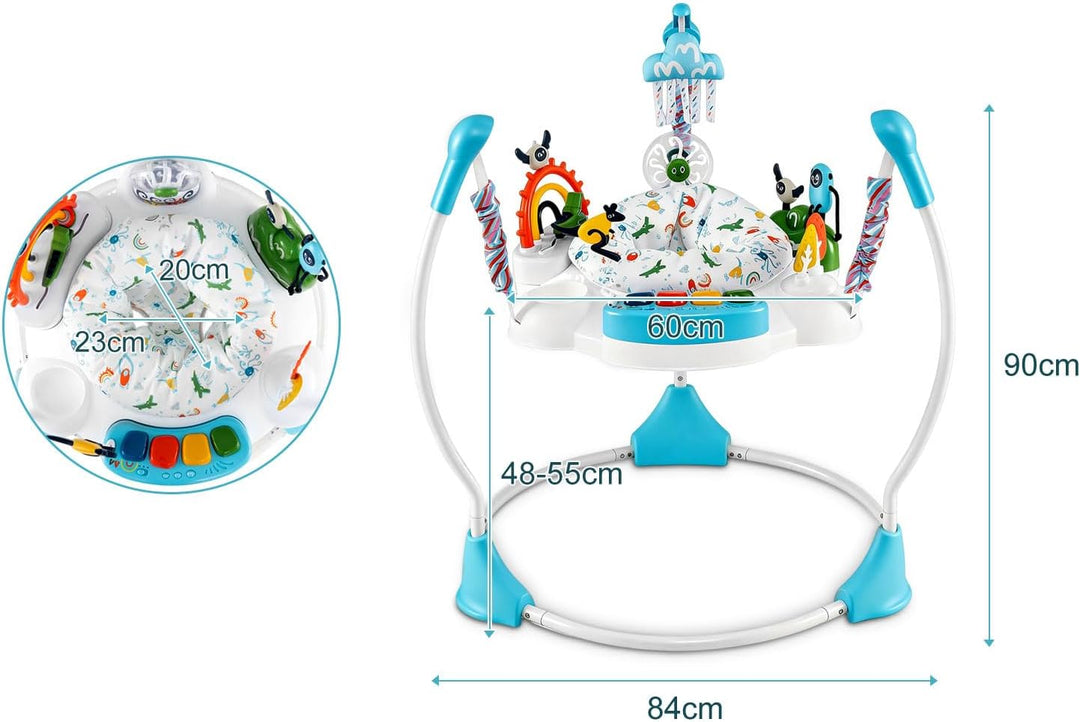 DREAMADE Stationäres Aktivitätscenter, Tierwelt-Jumperoo mit abnehmbarem Fusspolster, 360°-Drehsitz,
