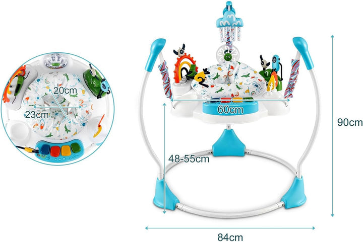 DREAMADE Stationäres Aktivitätscenter, Tierwelt-Jumperoo mit abnehmbarem Fusspolster, 360°-Drehsitz,