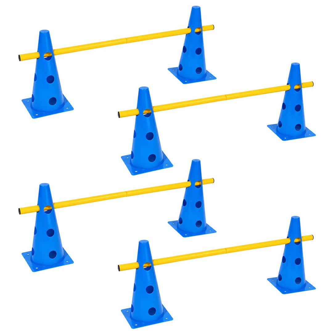 8 Stück Agility Set Hunde Klein, Cavaletti Steckhürdenset mit Kegeln und Stangen, Einstellbare Train