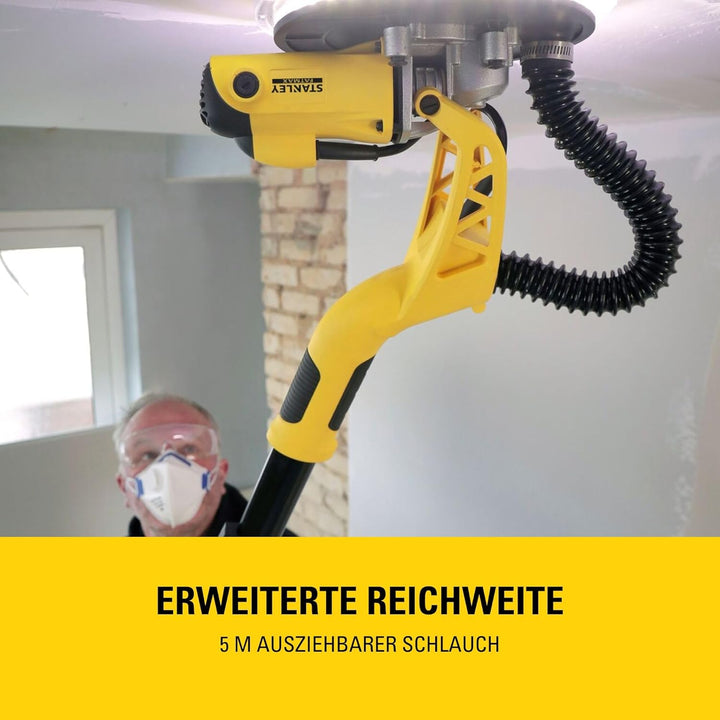 STANLEY FATMAX 750W Trockenbauschleifer (225mm) mit Aufbewahrungstasche und 120G Netz-Schleifscheibe