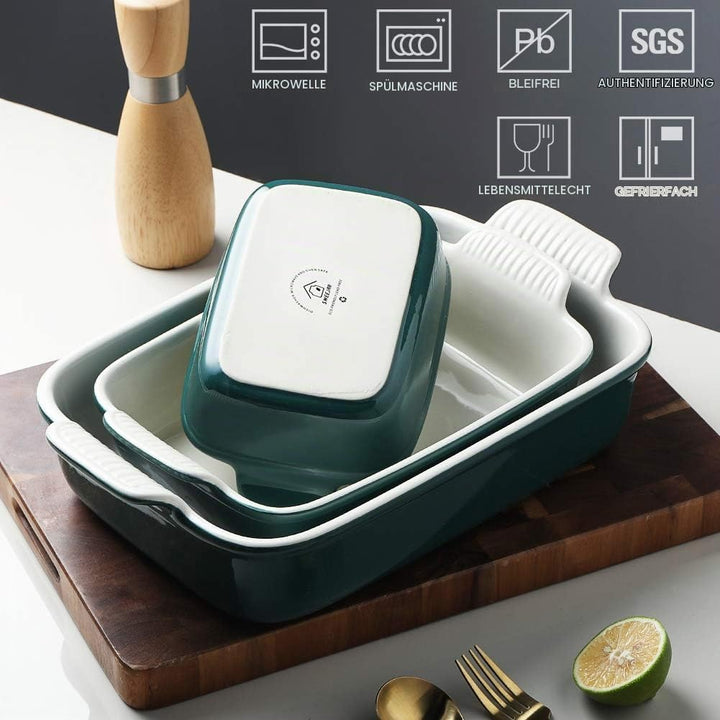 Sweejar Home Backgeschirr-Set aus Porzellan zum Kochen, rechteckige Auflaufform aus Keramik, Lasagne