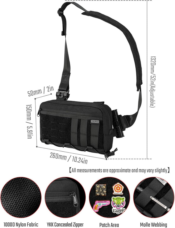 TACTICAL GEEK Cache L3 EDC Sling Bag Chest Crossbody Bag für Herren Damen, YKK Reissverschluss Umhän