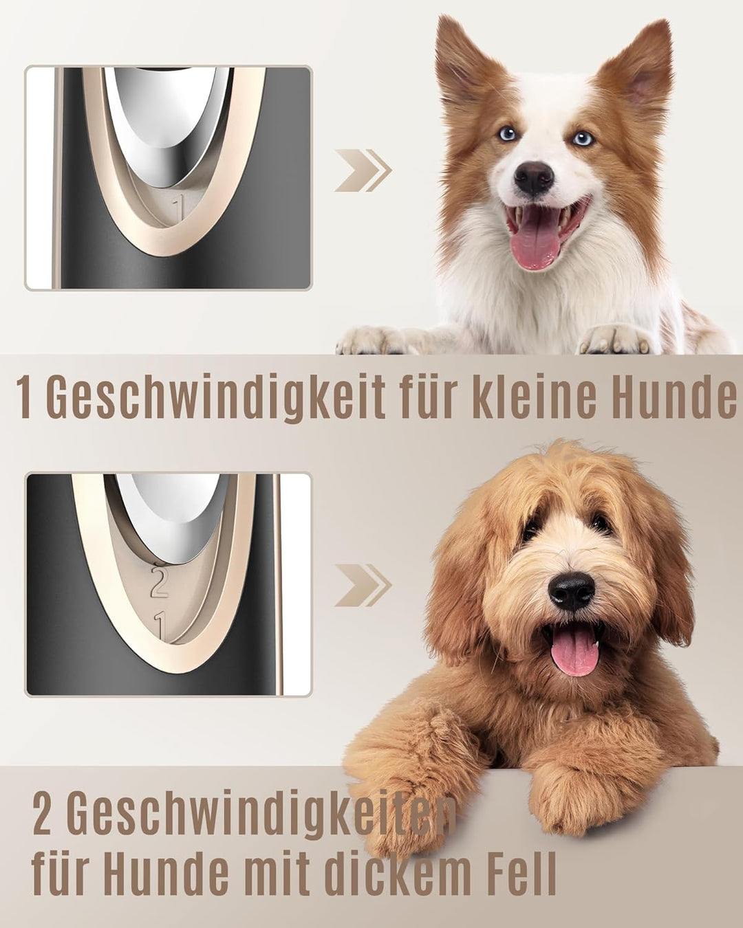 oneisall Dog Clippers Low Noise, 2-Speed Quiet Dog Grooming Kit Rechargeable Cordless Pet Hair Clipp