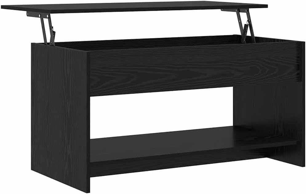 vidaXL Schwarzer Eichen Klapptisch Kaffee 102 x 50 x 52,5 cm – Fleckenresistentes Holz mit glatter O