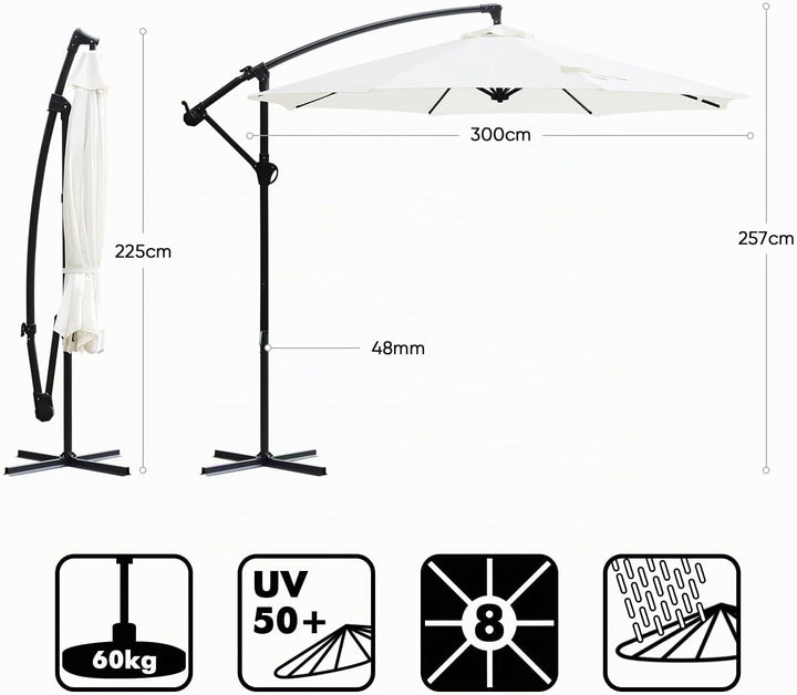 Sekey® Ampelschirm 300 cm Sonnenschirm mit Kurbel Gartenschirm Kurbelschirm mit Kurbelvorrichtung UV