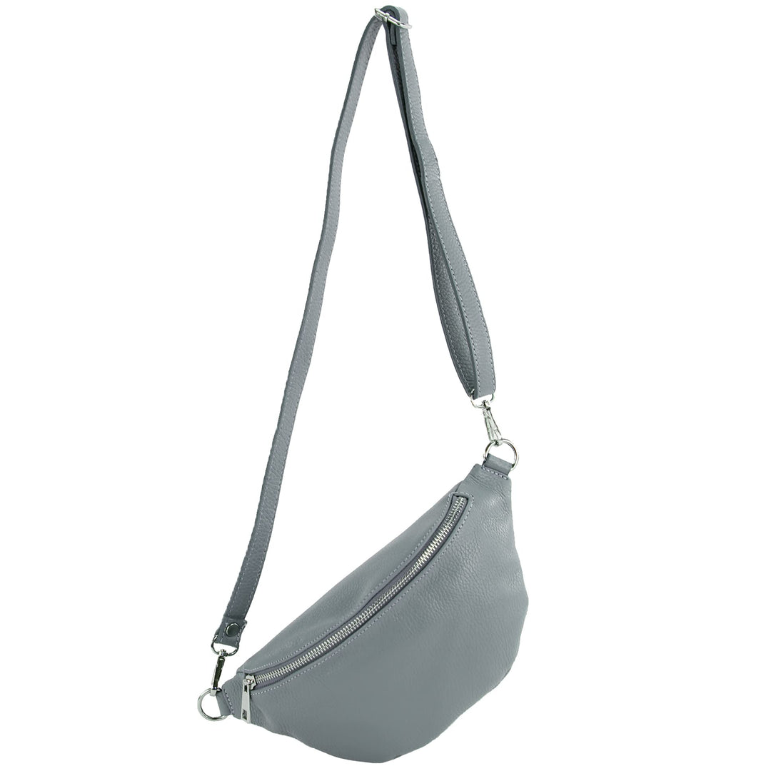 modamoda de - T211 - ital. Hüfttasche Bauchtasche Brusttasche Medium aus weichem Leder, Farbe:Tauben