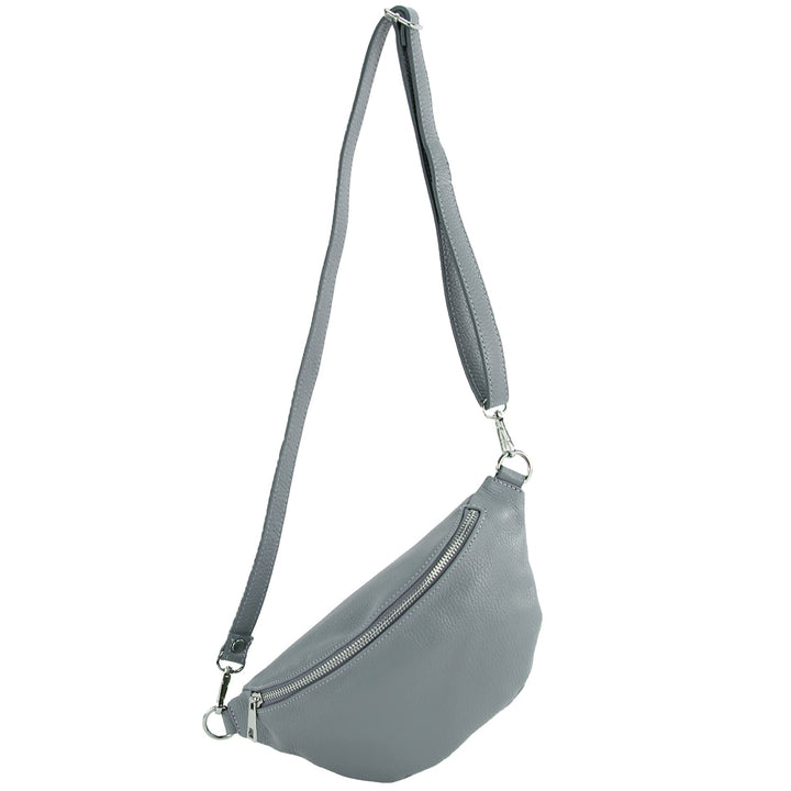 modamoda de - T211 - ital. Hüfttasche Bauchtasche Brusttasche Medium aus weichem Leder, Farbe:Tauben