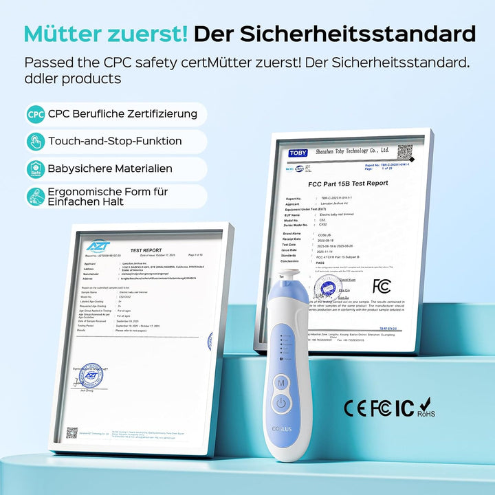 COSLUS Elektrische Nagelfeile Baby Wiederaufladbar: 2026 Electric Baby Nail Trimmer Sanfter 5 Geschw