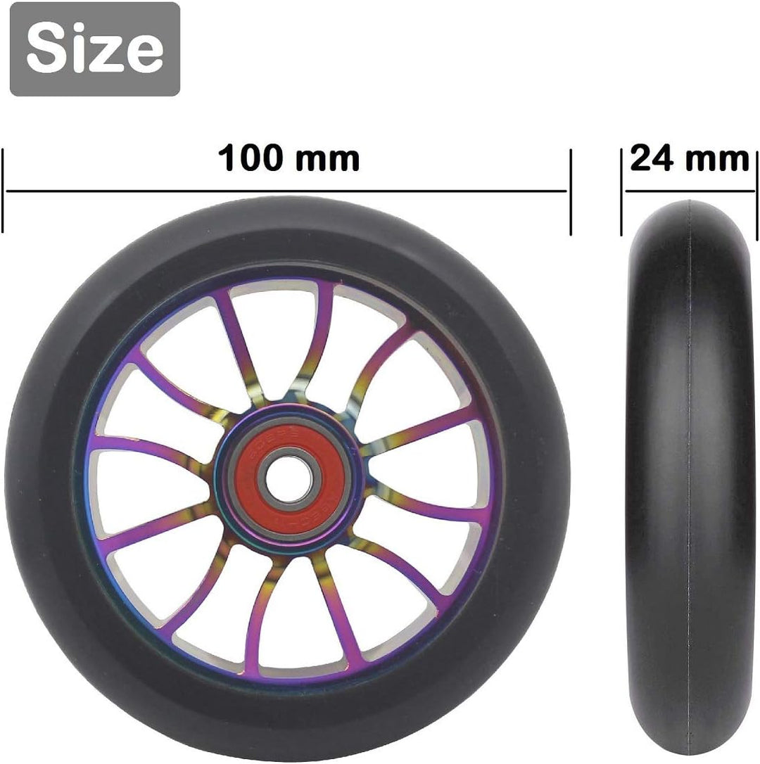 aibiku 2 Stück 100mm Stunt Scooter Rollen mit Zwei Abec-11 Kugellagern passend für Apollo/Albott/Cox