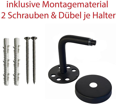 Handlauf schwarz pulverbeschichtet V2A Edelstahl Geländer innen aussen wetterfest beständig 110 cm m