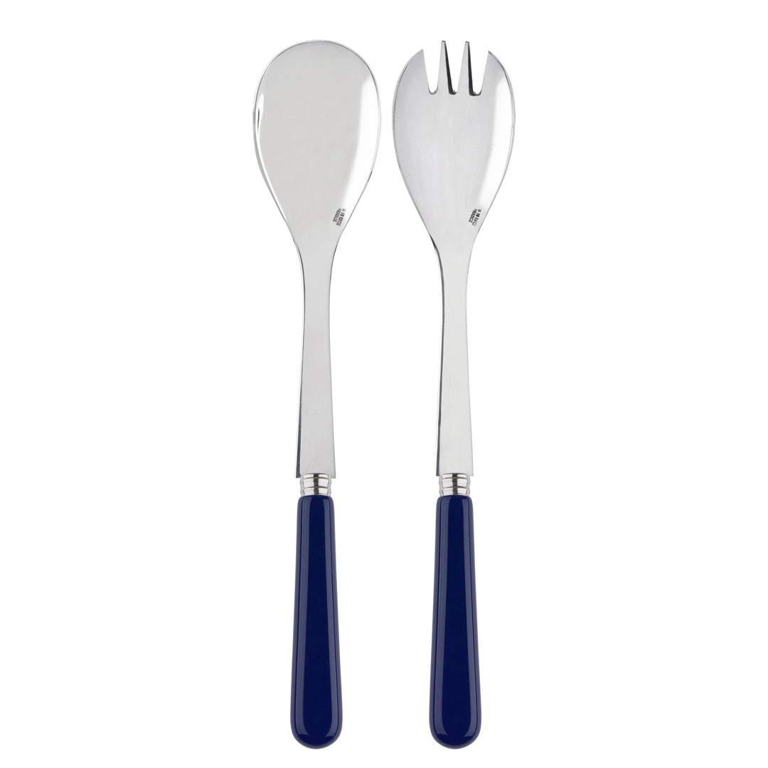 SABRE PARIS - Salatbesteck, 2-teilig 26 cm - Pop - Edelstahl &amp; Acryl - Spülmaschinenfest - Marinebla