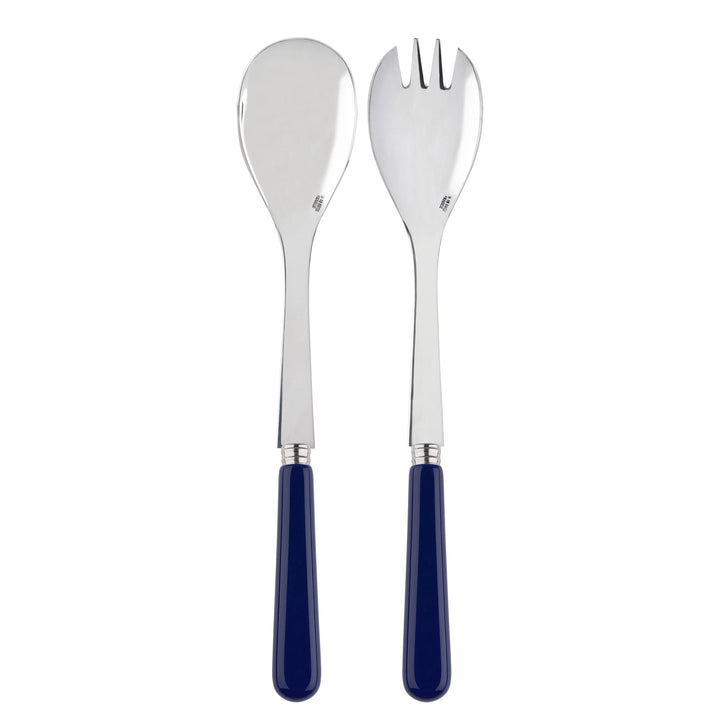 SABRE PARIS - Salatbesteck, 2-teilig 26 cm - Pop - Edelstahl &amp; Acryl - Spülmaschinenfest - Marinebla