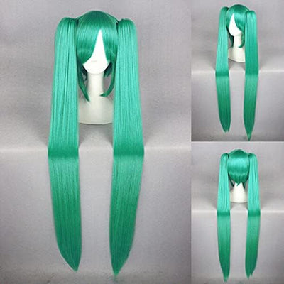 CoolChange Cosplay Perücke mit sehr Langen Zöpfen für Hatsune Miku Fans | 130cm | Farbe: Grün, grün