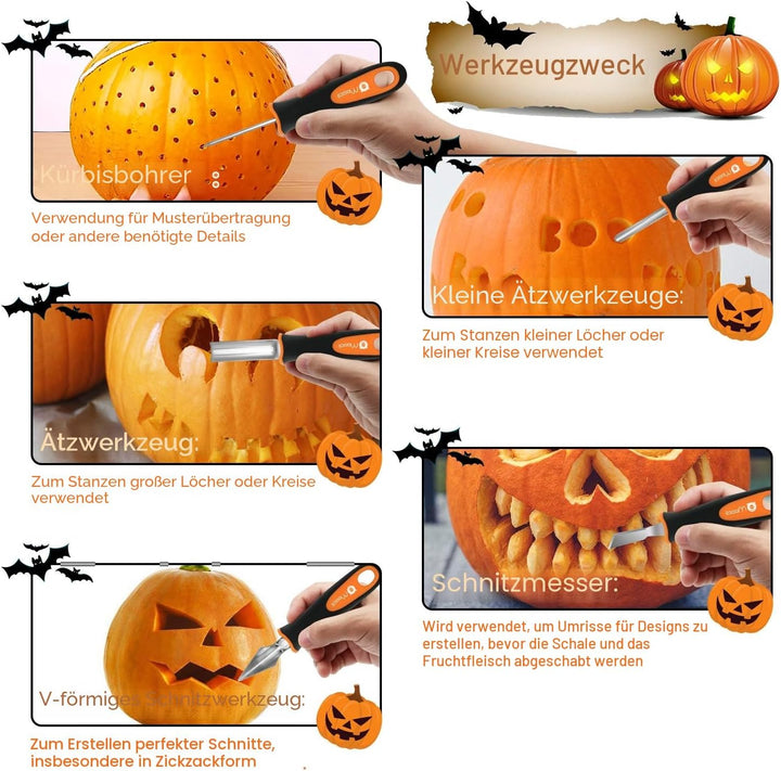 Moocii kürbis schnitzwerkzeug für Halloween DIY Dekoration 10 Stück Werkzeug Doppelseitiges Bildhaue