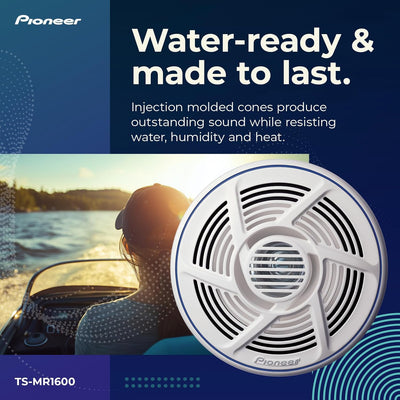 Pioneer TS-MR1600 Marinetauglicher Doppelkonus Outdoor Lautsprecher (100 W), 16 cm, Eingangsnennleis