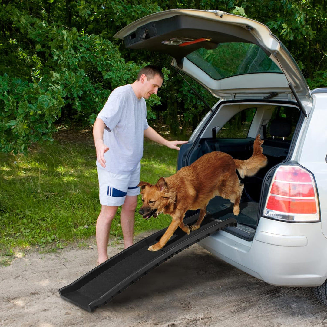 HENGMEI Hundetreppe Hunderampe Auto Faltbare Kunststoff Hunde Auffahrrampe Kofferraum Einstiegshilfe