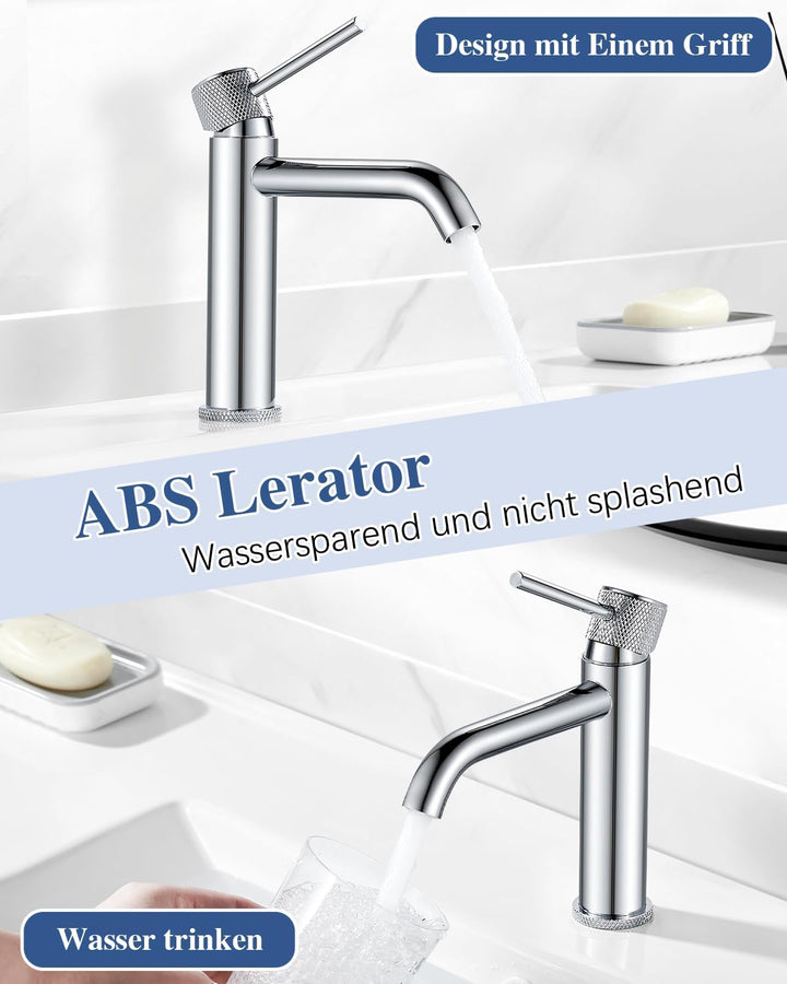 Wasserhahn Bad, Waschtischarmatur Waschbecken Armaturen Einhebelmischer Einhand Mischbatterie Chrom,