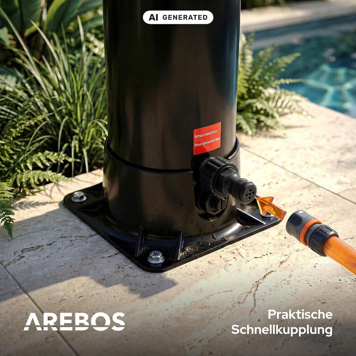 Arebos Solardusche 20L Set mit Bodenplatte für Garten, Pool &amp; Terrasse