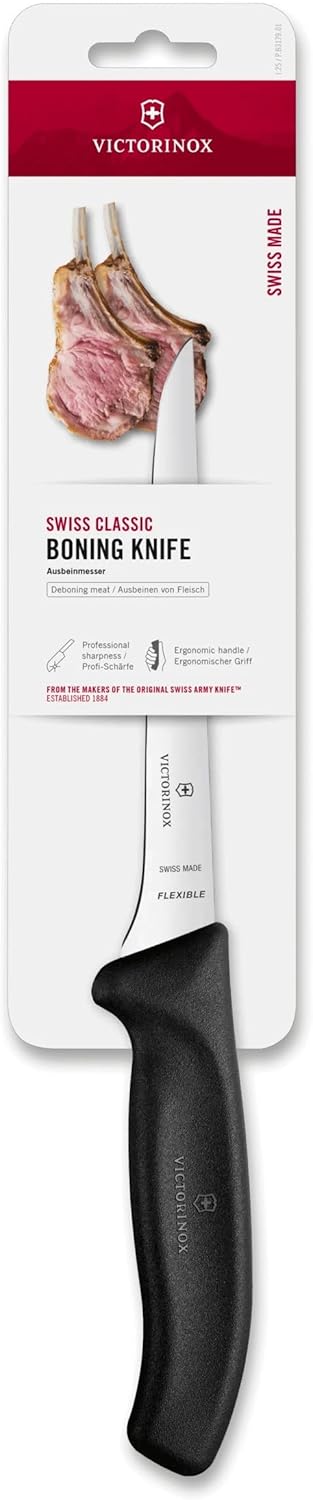 Victorinox, Swiss Classic, Profi Ausbeinmesser, Extra Scharfe Klinge, gerader Schliff, 15 cm, Robust