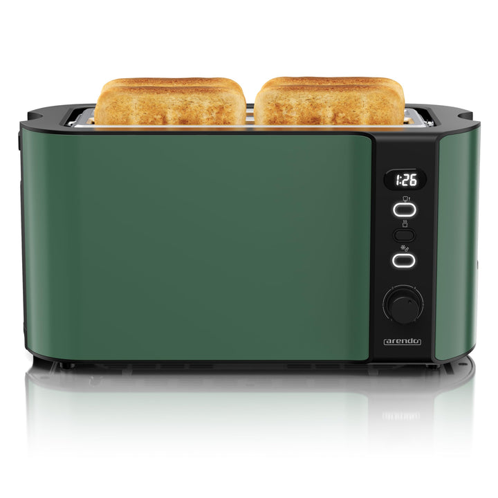 Arendo - Edelstahl Toaster Langschlitz 4 Scheiben - Defrost Funktion - wärmeisolierendes Gehäuse - m