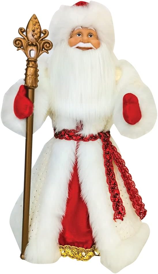 Olymp DED Moroz 50 cm hoch | Deckofigur Weihnachtsmann in Weiss mit Bonbonbehälter | Santa-Claus-Fig