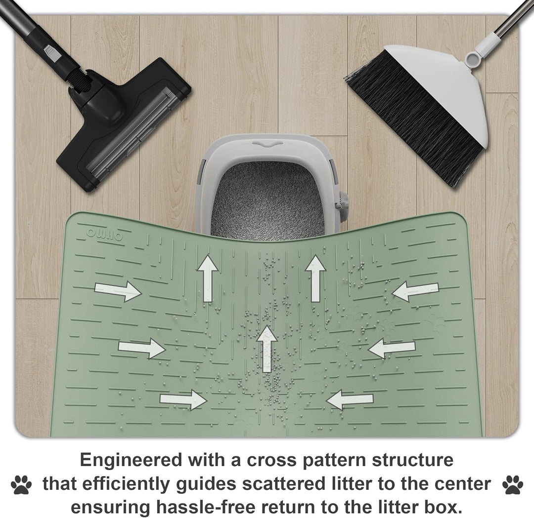OHMO Katzenklo Matte aus Premium-Silikon 60x40cm, wasserdicht und BPA-frei Katzentoilettenmatte, ein