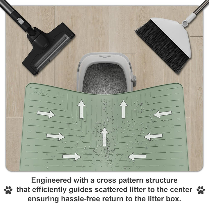 OHMO Katzenklo Matte aus Premium-Silikon 60x40cm, wasserdicht und BPA-frei Katzentoilettenmatte, ein